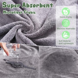 HezzLuv Bathrobe for Dogs, Microfibre Dog Bathrobe for Medium and Large Dogs, Grey Bath Towel, Dog Towel, Quick Drying, Super Absorbent, for Dogs and Cats (Green, M)