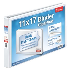 Cardinal 11-Inch x 17-Inch ClearVue Slant-D Ring Binder, 1-Inch, White (22112CB)