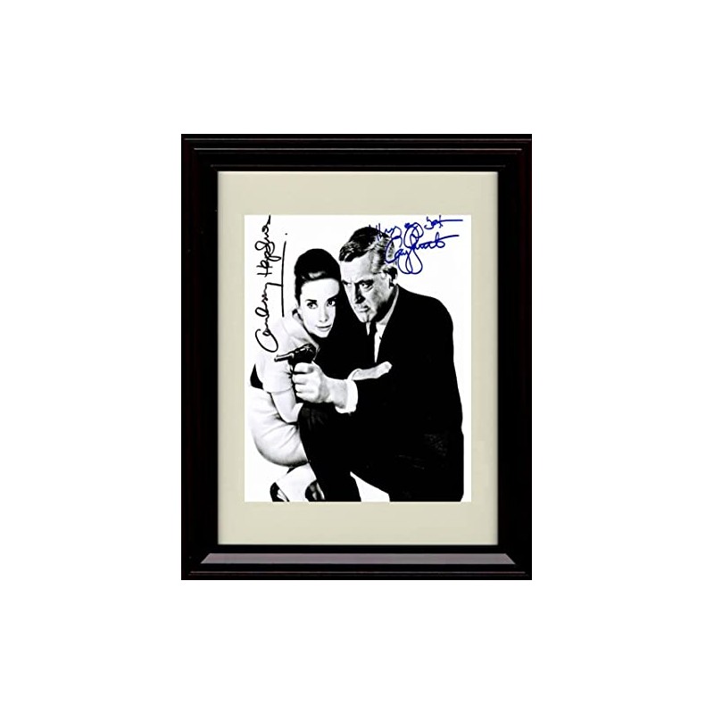 Cary Grant and Audrey Hepburn Autograph Promo Print - Framed