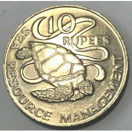 1977 Seychelles Africa Coin 10 rupees Sea Turtle Animal Ocean Wildlife