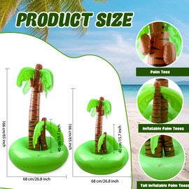 2 Pack Large Inflatable Palm Trees Include 1 Pcs 65 Inch Blow Up Palm Tree and 1 Pcs 42 Inch Large Inflatable Coconut Tree for Hawaiian Tropical Theme Party Outdoor