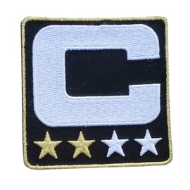 Black w/ 2 Gold Stars Captain C Patch Iron On for Football Jersey (Philadelphia)