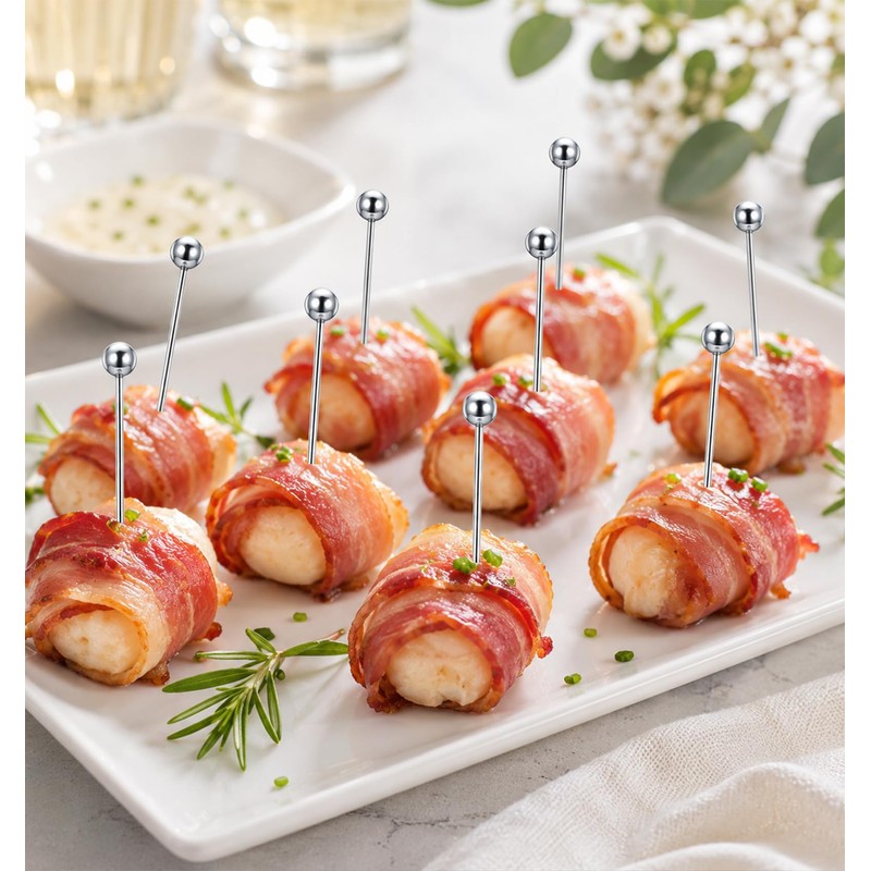 Thrymme 24Pcs Metal Cocktail Sticks, Cocktail Skewers for Martini Olive