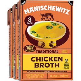 Manischewitz Chicken Broth 17oz (3 Pack), Rich Flavor | Kettle Cooked & Slowly Simmered | Certified Kosher
