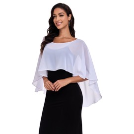 Pukguro Sheer Shawls and Wraps for Evening Dresses Chiffon Capes for Women Soft Wedding Cover Up White