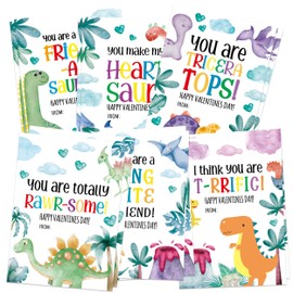 30pcs Dinosaur Valentines Cards for Class, Cute Funny Dinosaur Valentines Themed Valentines Day Cards Bulk, Valentines Classroom Exchange Gifts for School Party Favors, Valentines Candy Gift Tags