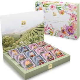 Teabloom - Baúl de té de jardines bellos, 12 variedades tés florecientes en caja lista para regalo