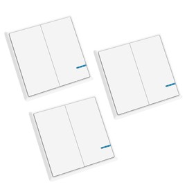 NineLeaf 3Pack Wireless Lights Switch 2 Gang 1 Way, Smart Light Switch, Wireless Panel LED Light House Lighting IP66 Waterproof No Wiring Required, Easy to Install