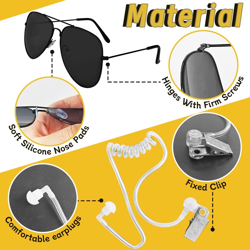 OJYUDD Ring Wedding Security Set,Spy Earpiece Ring Bearer Security,Sun Glasses