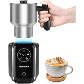 Homtone 5-in-1 Electric Milk Frother, 600 ml Induction Milk Frother, Removable Stainless Steel Milk Steamer for Hot Chocolate Makers, Hot & Cold Foam, Warm Milk, Large