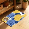 Blue Yellow Flowers Pet Cat Dog Food Mat-Absorbent Quick Dry