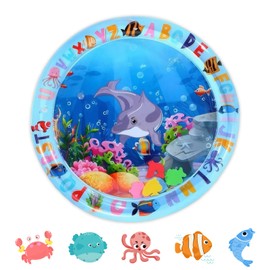 Tummy Time Water Mat Round Water Mat Baby Sensory Lightweight and Portable Suitable for 0-6 Months for Toddlers Early Development Stimulation Growth Activity