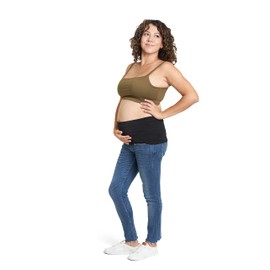 Maddie Moo Belly Band Seamless Maternity and Postpartum Shirt Extenders, Cotton, XXX-Large- Black