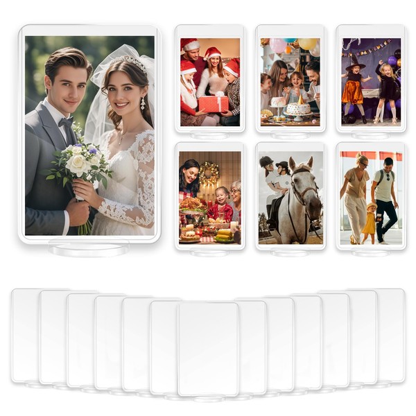 KAWZBYN 20 Pcs 2x3in Small Picture Frames with Base Acrylic