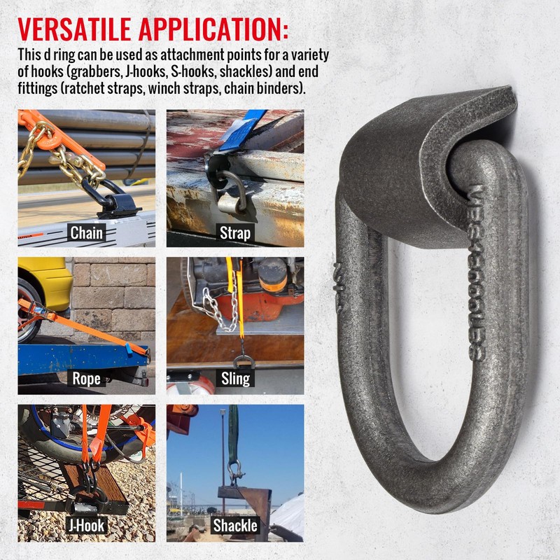 1/2" Heavy Duty Weld-On Forged D Ring with Welding Clips,