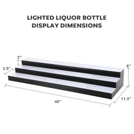 GCCSJ LED Lighted Liquor Bottle Display, RF Remote LED Liquor Shelves with 16 Static Colors,Home Bar Liquor Bottle Accessories Acrylic Shelf, 3 Tiers 40 Inch