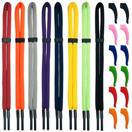 8 PCS Floating Glasses Straps, AFUNTA Adjustable Foam Sunglasses Cord Soft Eyewear Retainer with 6 Pairs Anti-Slip Ear Grip Hooks, for Swimming, Surfing, Outdoor Safety Glasses Lanyards