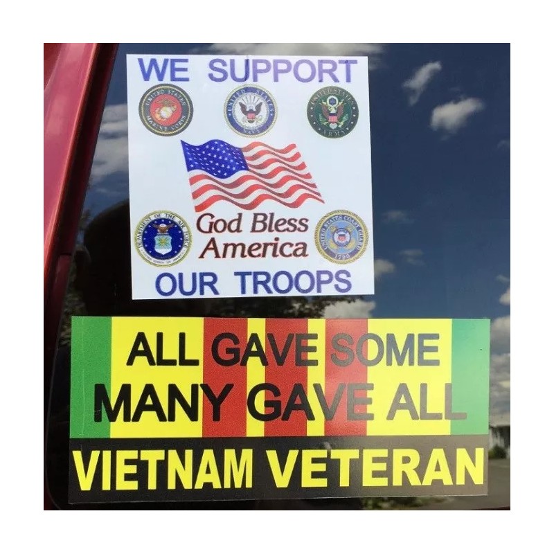 Military Branch support all. 4"X 4" vinyl. NEW. $2.68