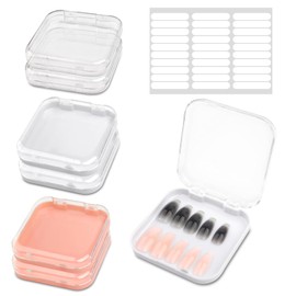 7PCS Press on Nail Storage Box, Press On Nail Packaging Box with 30 PCS Adhesive Double Sided Tape, Organizer Nail Case/ Acrylic Fake Nail Display Box, Nail Packaging Box/ Artificial False Nail Box