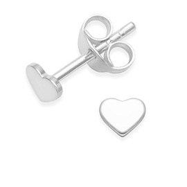 Heather Needham Sterling Silver Heart Earrings - SMALL flat Heart Stud Earrings - SIZE: 4mm (this is small). Much smaller than shown - Gift Boxed 5010