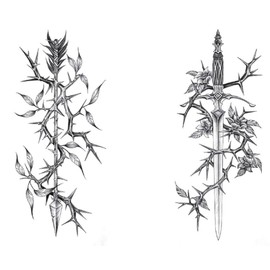 2 x Temporary Rose Thorn Tattoo Sword Tattoo Arrow Tattoo Thorn Tattoo Fake Tattoos XQB884 889
