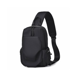 Cenvins One Shoulder Bag, Men's, Women's, Body Bag, Chest Bag, Shoulder Bag, Handbag, Diaper Bag, Double Zipper, Interchangeable Left and Right (Black)