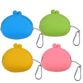 WoYous 4 Pack Silicone Dog Treat Pouch Easy to Clean Travel Walking Bag Mini Portable Pocket Pet Training Pouch Reusable Pet Feed Snack Reward Dog Treat Container (Bright Color)