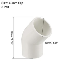 uxcell 40mm Slip 45 Degree PVC Pipe Fitting Elbow Coupling Connector 2 Pcs