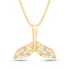 Round Natural Diamond Accent Whale Dolphin Tail Pendant Necklace in