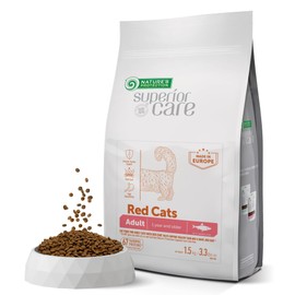 Nature's Protection Superior Care Red Cats Grain Free Dry Cat Food with Herring, Adult All Breeds Red Coated Cats, No Tear Stains, No Hairball 3.3 lb