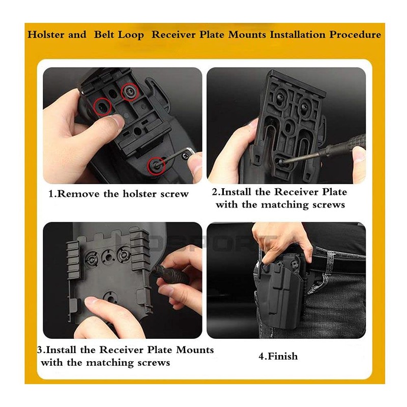 Mid-Low Ride Holster Platform Adapter Universal Belt Loop Receiver Mounts