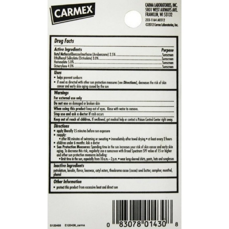 Carmex Moisturizing Lip Balm SPF 15 Cherry 0.35 oz (Pack