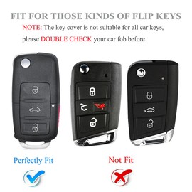 YALNORVA for VW Key Fob Cover with Keychain, Full Protection Key Fob Case Cover Fits for VW Volkswagen Jetta Beetle Tiguan Passat Polo Golf Car Accessories Smart Key, Purple Black