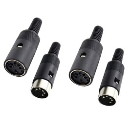 LYLGO 2 Pair Black DIN 5 Pin Male Female Adapter Socket Audio AV Connector, 5-Pin to