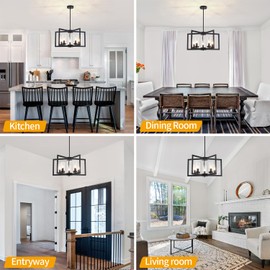 21.25'' Black Chandelier Dining Room Light, 5-Light Pendant Lighting Kitchen Island, Modern Farmhouse Geometric Entryway Chandelier for Foyer Stairway Light Fixtures, UL Listed