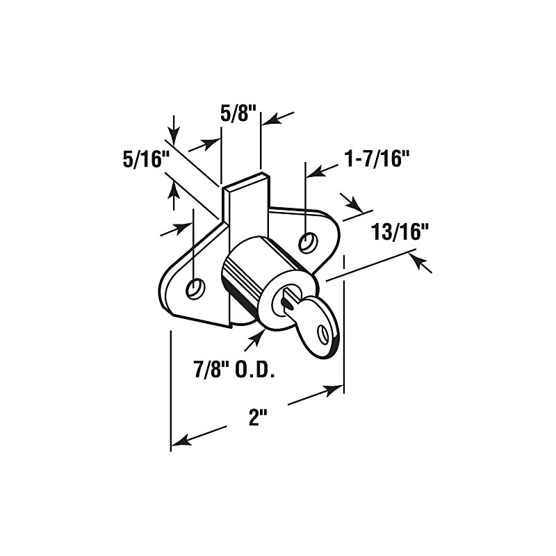 Prime-Line U 9947KA Diecast Drawer and Cabinet Lock, Fits 7/8