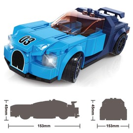 WANGE Super Champions Competition Sports Car Building Game with Blocks Blue/Light Blue