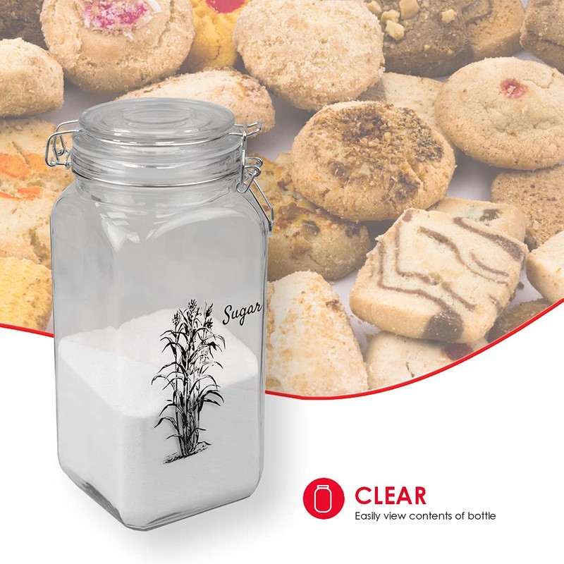 Home Basics Ludlow 53 oz. Glass Canister with Metal Clasp,