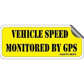 decalsdecalsdecals Vehicle Speed Monitored GPS Safety OSHA Yellow Decal Sticker 3.25" x 8.0"  p186