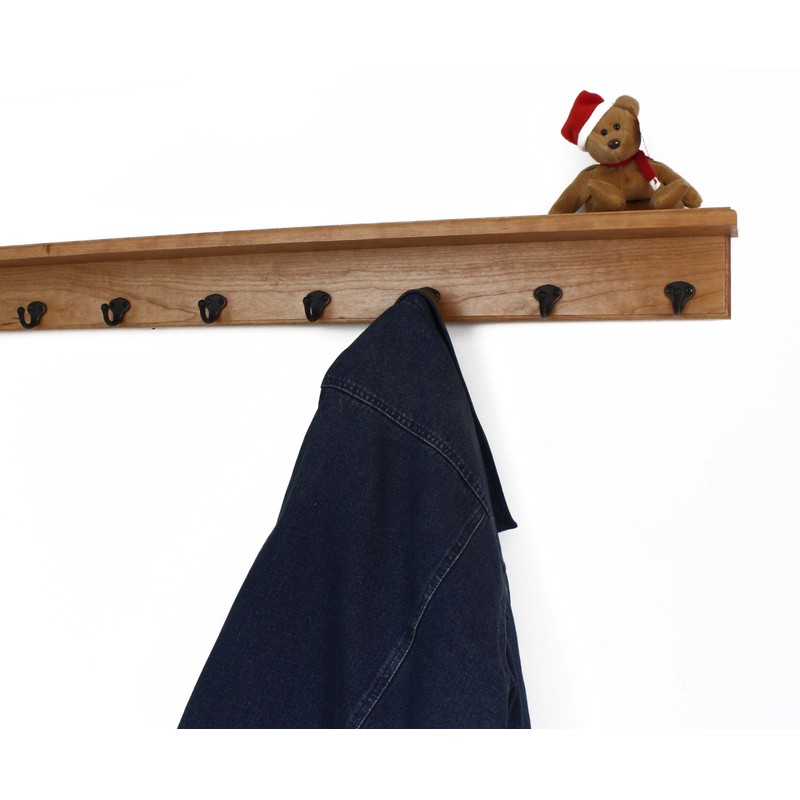 PEG AND RAIL Solid Cherry Shelf Coat Rack with Aged