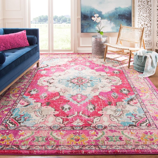 Safavieh Monaco Collection MNC243D Boho Chic Medallion Distressed Area Rug,
