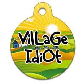 Spoilt Rotten Pets 38mm Village Idiot Naughty Joke Fun Rude Dog Pet Identity Cat or Dog ID Tag Custom Printed Any Dog or Cats Name & Contact Details (38mm Large GSD, Husky & Chow Chow)