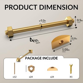 AIYOTAR 12Pcs Countertop Connector Bolts, M8x100mm Countertop Joint Fasteners, Furniture Fastening Connectors, Drawbolt/Bed/Butcher Block Joint Connector Kit,Miter Draw Bolt Countertop Flip Connector
