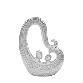 Silver Couple Abstract Art Sculpture - Minimalist Ceramic Decoration Ornament - Elegant Home Decor for Living Room, Bedroom, Office - Couple Gift (Small Sculpture)