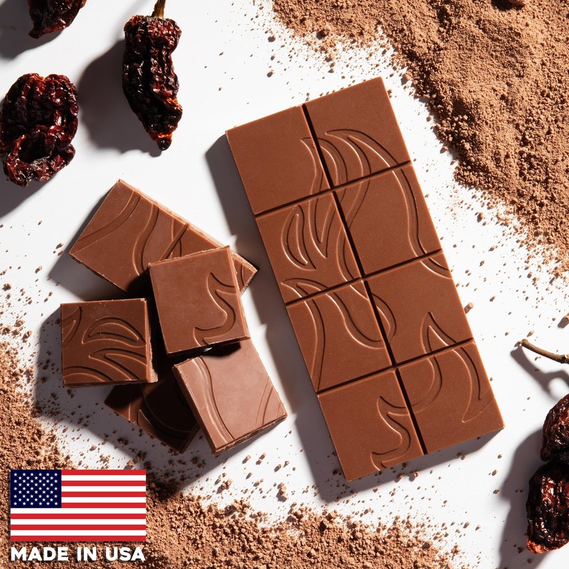 Ghost Pepper Chocolate Bar, Milk Chocolate Made with Real Ghost