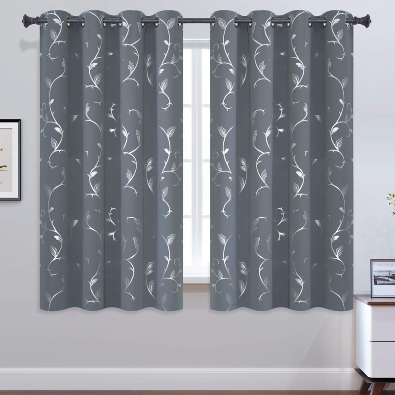 BUHUA Striped Wave Vine Print Blackout Curtains Thermal Insulated Grommet