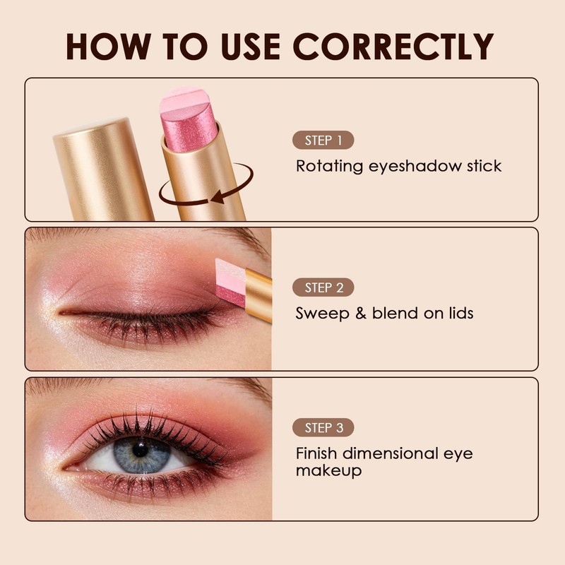 3 Color Rose Eyeshadow Stick (Sparkling rose color)