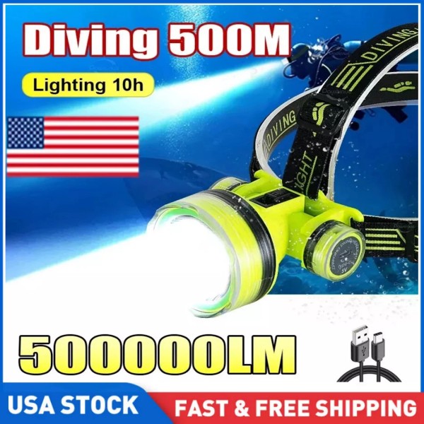 Unbranded Professional Diving LED Headlamp Headlight Diver Spearfishing Head Flashlight