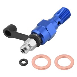 Motorcycle Bleeding Screw, Akozon Aluminium Brake Master Cylinder Brake Caliper Bleeding Screw Nipple Hollow Screw M10 x 1.0 mm + Dust Cap (Blue)
