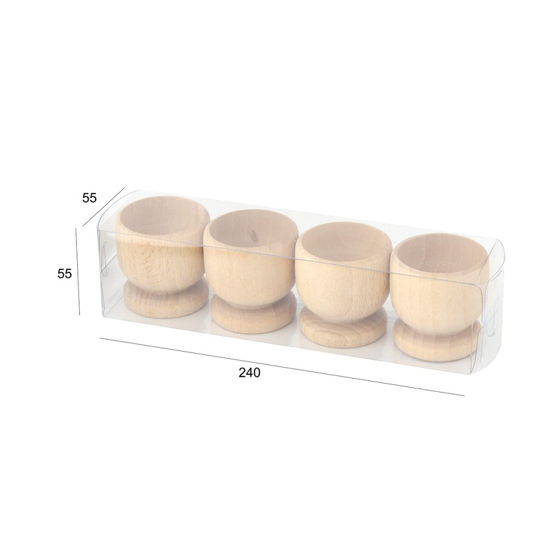 apollo THE HOUSEWARES 4 x Egg Cups -Easy Clean Beech